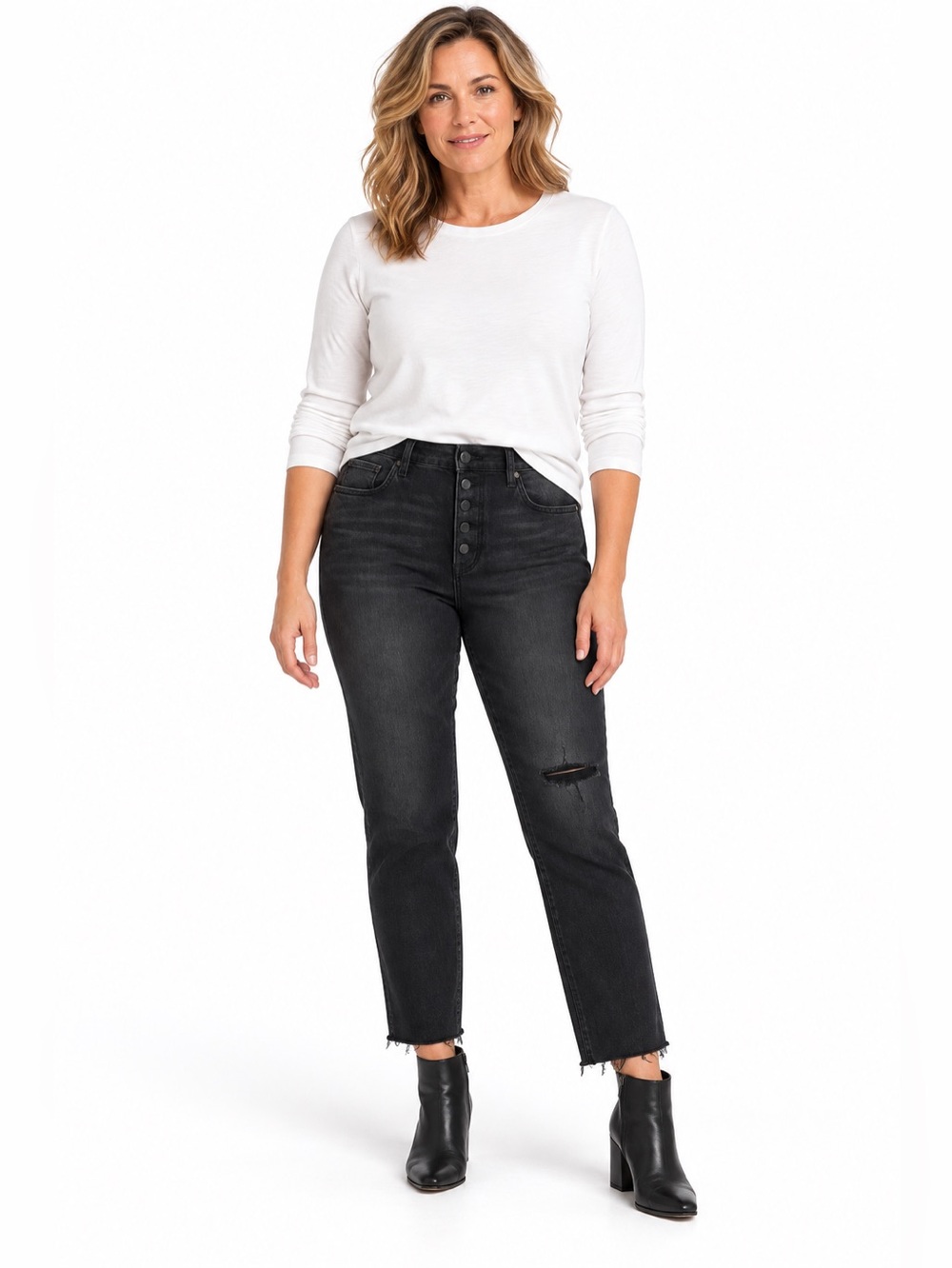 Kut From The Kloth Jeans High Rise Rachael Mom Jeans Size 00 Black Fab Ab NWT